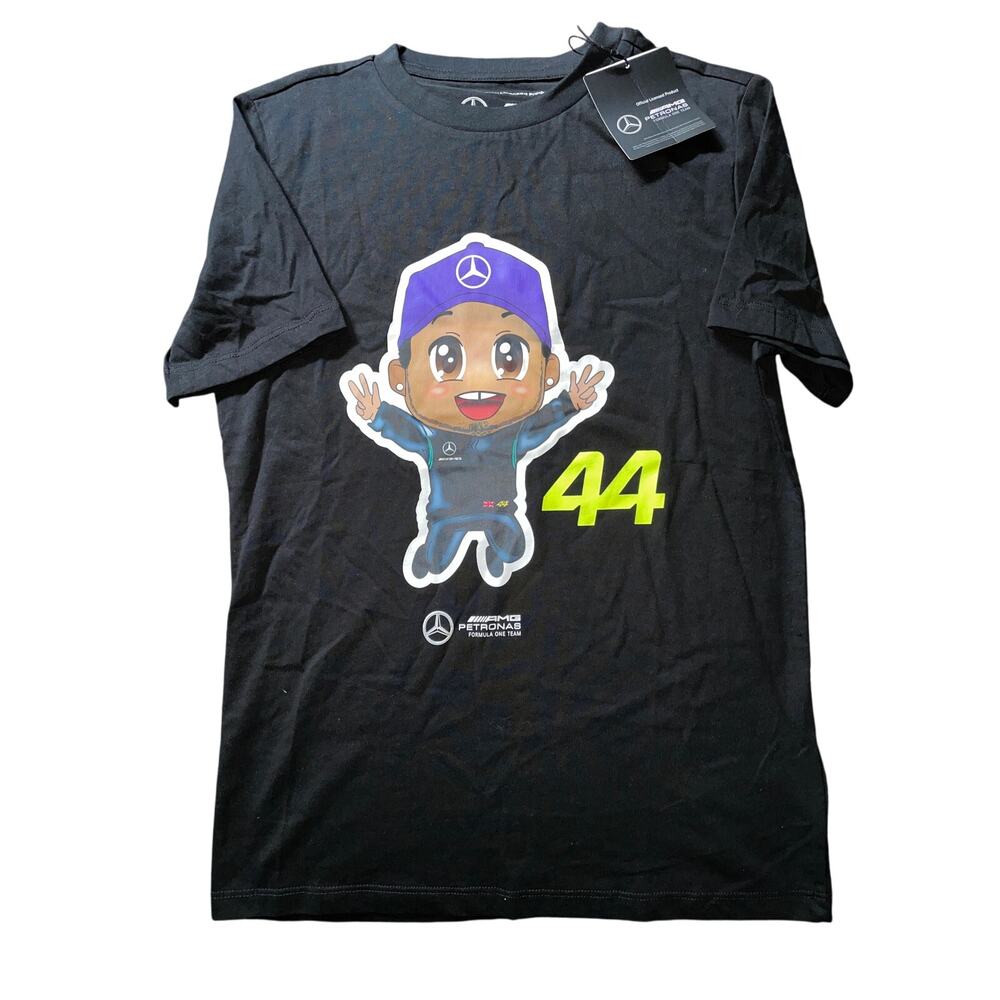 Mercedes-AMG Petronas F1 Team Kids' Lewis Hamilton Caricature T-shirt NEW